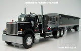 Item #60-2236 Black GMC General 34-foot Flattop Sleeper with Black Sided Black Tarp Silver Frame Tandem Axle Wilson 43-foot Pacesetter Hopper Bottom Grain Trailer - 1/64 Scale – DCP by First Gear