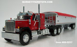Item #60-2237 Red Black Fender GMC General 34-inch Flattop Sleeper with White Sided Red Tarp Silver Frame Tandem Axle Wilson 43-foot Pacesetter Hopper Bottom Grain Trailer - 1/64 Scale – DCP by First Gear