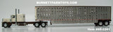 Item #60-2241 Cream Brown Peterbilt 389 48-inch Flattop Sleeper with Silver Sided Brown Trim Tandem Axle Wilson Silver Star Livestock Trailer - 1/64 Scale – DCP by First Gear