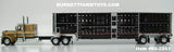 Item #60-2243 Gold Black White Outline Peterbilt 389 48-inch Flattop Sleeper with Black Sided Silver Trim Spread Axle Wilson Silver Star Livestock Trailer - 1/64 Scale – DCP by First Gear