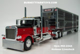 Item #60-2244 Holman Livestock Black Red Peterbilt 389 48-inch Flattop Sleeper with Black Sided Silver Trim Tandem Axle Wilson Silver Star Livestock Trailer - 1/64 Scale – DCP by First Gear