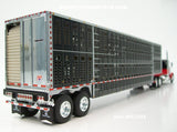 Item #60-2244 Holman Livestock Black Red Peterbilt 389 48-inch Flattop Sleeper with Black Sided Silver Trim Tandem Axle Wilson Silver Star Livestock Trailer - 1/64 Scale – DCP by First Gear