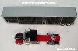 Item #60-2244 Holman Livestock Black Red Peterbilt 389 48-inch Flattop Sleeper with Black Sided Silver Trim Tandem Axle Wilson Silver Star Livestock Trailer - 1/64 Scale – DCP by First Gear