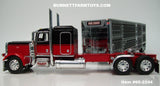 Item #60-2244 Holman Livestock Black Red Peterbilt 389 48-inch Flattop Sleeper with Black Sided Silver Trim Tandem Axle Wilson Silver Star Livestock Trailer - 1/64 Scale – DCP by First Gear