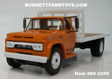Item #60-2259 Omaha Orange White 1963 GMC 4000 Single Axle Flatbed Truck - 1/64 Scale – DCP by First Gear