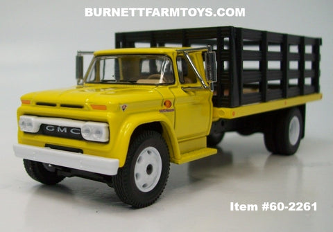 Item #60-2261 Yellow 1963 GMC 4000 Single Axle Stake Bed Truck with Bl – Burnett Farm Toys, LLC