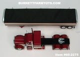 Item #60-2275 Burgundy Cream Gold Stripe Black Outline Peterbilt 389 48-inch Flattop Sleeper with matching Tandem Axle High Sided Wilson Pacesetter Hopper Bottom Grain Trailer - 1/64 Scale – DCP by First Gear
