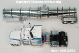 Item #60-2353 White Blue Aqua Kenworth W900L 60-inch Aerodyne Sleeper with Chrome Black Bands Tandem Axle Polar Deep Drop Tanker Trailer - 1/64 Scale – DCP by First Gear