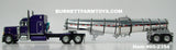Item #60-2354 Purple Metallic Black Stripe Peterbilt 379 63-inch Mid Roof Sleeper with Chrome Black Bands Tandem Axle Polar Deep Drop Tanker Trailer - 1/64 Scale – DCP by First Gear