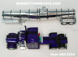 Item #60-2354 Purple Metallic Black Stripe Peterbilt 379 63-inch Mid Roof Sleeper with Chrome Black Bands Tandem Axle Polar Deep Drop Tanker Trailer - 1/64 Scale – DCP by First Gear