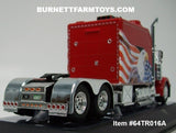 Item #64TR016A Red with American Flag and Eagle 2002 Peterbilt 379 Custom Sleeper - 1/64 Scale – ixo Models