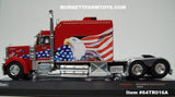Item #64TR016A Red with American Flag and Eagle 2002 Peterbilt 379 Custom Sleeper - 1/64 Scale – ixo Models