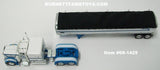 Item #68-1425 Todd Blacker White Blue Black Outline Peterbilt 359 63-inch Flattop Sleeper with Tandem Axle Wilson Pacesetter Hopper Bottom Grain Trailer - 1/64 Scale – DCP by First Gear