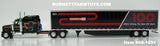 Item #68-1691 Kenworth 100th Anniversary Black Burgundy Gold Stripe Kenworth W900L 86-inch Studio Sleeper with Tandem Axle Utility 53-foot Dry Goods Van Trailer with Skirts - 1/64 Scale – DCP by First Gear