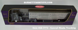 Item #68-1773 Conrad Shada Trucking Purple Black Stripe Gold Outline Peterbilt 379 63-inch Flattop Sleeper with Silver Purple Frame Spread Axle Wilson Silver Star Livestock Trailer - 1/64 Scale – DCP by First Gear