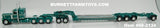 Item #68-2134 Teal Cream Black Outline Tri-Axle Peterbilt 389 36-inch Flattop Sleeper with Teal Tri-Axle Heavy Haul Fontaine Magnitude Lowboy Trailer with Jeep and Stinger - 1/64 Scale – DCP by First Gear