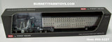 Item #68-2227 Black Light Gray Dark Gray Swoop Stripe Peterbilt 379 63-inch Mid Roof Sleeper with Silver Black Trim Spread Axle Wilson Silver Star Livestock Trailer - 1/64 Scale – DCP by First Gear
