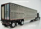 Item #68-2227 Black Light Gray Dark Gray Swoop Stripe Peterbilt 379 63-inch Mid Roof Sleeper with Silver Black Trim Spread Axle Wilson Silver Star Livestock Trailer - 1/64 Scale – DCP by First Gear
