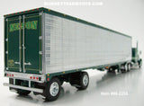 Item #68-2255 Nelson Green White Stripe Gold Outline Peterbilt 379 63-inch Flattop Sleeper with Chrome Sided Green Trim Spread Axle Utility 53-foot Carrier Refrigerated Trailer - 1/64 Scale – DCP by First Gear