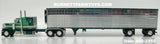 Item #68-2255 Nelson Green White Stripe Gold Outline Peterbilt 379 63-inch Flattop Sleeper with Chrome Sided Green Trim Spread Axle Utility 53-foot Carrier Refrigerated Trailer - 1/64 Scale – DCP by First Gear