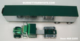 Item #68-2255 Nelson Green White Stripe Gold Outline Peterbilt 379 63-inch Flattop Sleeper with Chrome Sided Green Trim Spread Axle Utility 53-foot Carrier Refrigerated Trailer - 1/64 Scale – DCP by First Gear