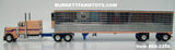Item #68-2256 Peach Blue Peterbilt 379 63-inch Flattop Sleeper with Chrome Sided Peach Trim Blue Frame Spread Axle Utility 53-foot Carrier Refrigerated Trailer - 1/64 Scale – DCP by First Gear