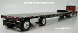 Item #68-2351 Burnt Orange Metallic Black Peterbilt 379 36-inch Flattop Sleeper with Silver Deck Black Frame Spread Axle Transcraft Eagle Stepdeck Trailer - 1/64 Scale – DCP by First Gear