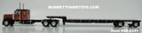 Item #68-2351 Burnt Orange Metallic Black Peterbilt 379 36-inch Flattop Sleeper with Silver Deck Black Frame Spread Axle Transcraft Eagle Stepdeck Trailer - 1/64 Scale – DCP by First Gear