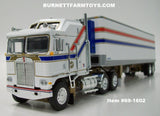 Item #69-1602 VIT 200 Bicentennial Edition White Gold Red and Blue Stripe Kenworth K100 COE Aerodyne Sleeper with Tandem Axle 40-foot Vintage Refrigerated Van Trailer with Thermo King Refrigerator - 1/64 Scale - DCP by First Gear
