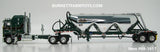 Item #69-1617 Kuhnle Bros Green Black Stripe Gold Outline Kenworth K100 COE Aerodyne Sleeper with Chrome Green Frame Tandem Axle Heil 3-bay Pneumatic Tanker Trailer - Big Rigs #11 - 1/64 Scale - DCP by First Gear