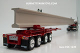 Item #69-1649 LeFebvre Transportation Red Black Stripe Gold Outline Tri-Axle Peterbilt 389 Day Cab with Elk River 4-axle Hydra-Steer Trailer and 90-foot Bridge Beam - 1/64 Scale - DCP by First Gear - 2023 Toy Truck and Construction Show Edition