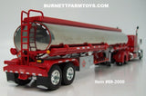 Item #69-2000 Wayne Transports "Ole Red" Red Black Peterbilt 389 63-inch Flattop Sleeper with Polished Red Trim Tandem Axle Heil Fuel Tanker Trailer - 1/64 Scale – DCP by First Gear - Big Rigs Series II