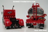 Item #69-2000 Wayne Transports "Ole Red" Red Black Peterbilt 389 63-inch Flattop Sleeper with Polished Red Trim Tandem Axle Heil Fuel Tanker Trailer - 1/64 Scale – DCP by First Gear - Big Rigs Series II