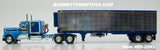 Item #69-2045 Western Distributing Transportation Crippled Cowboy Blue White Kenworth W900A 60-inch Flattop Sleeper with Chrome Sided Blue Metallic Trim Tandem Axle 40-foot Vintage Thermo King Refrigerated Trailer - 1/64 Scale – DCP by First Gear