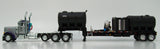 Item #69-2065 Larson Farms Silver Purple Tri-Axle Peterbilt 379 Day Cab with Black Tandem Axle DEMCO 42-foot Liquid Tender Trailer with Deluxe Plumbing Package - 2025 National Toy Truck 'N Construction Show Edition - 1/64 Scale – DCP by First Gear