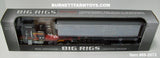 Item #69-2073 Hurricane Express Brown Dark Orange Yellow Red Black Gold Outline Peterbilt 389 Pride-N-Class 70-inch Mid Roof Sleeper with Chrome Dark Orange Frame Thermo King Refrigerated Trailer - Big Rigs Series 2 #4 - 1/64 Scale – DCP by First Gear