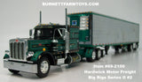 Item #69-2100 Hardwick Motor Freight Black Green Peterbilt 359 60-inch Vintage Flattop Sleeper with Chrome Green Trim Black Frame Spread Axle Utility 53-foot Thermo King Refrigerated Trailer - Big Rigs Series II #2 - 1/64 Scale – DCP by First Gear