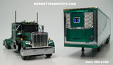 Item #69-2100 Hardwick Motor Freight Black Green Peterbilt 359 60-inch Vintage Flattop Sleeper with Chrome Green Trim Black Frame Spread Axle Utility 53-foot Thermo King Refrigerated Trailer - Big Rigs Series II #2 - 1/64 Scale – DCP by First Gear