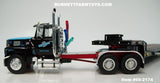 Item #69-2174 Capello Heavy Haul Transport Black Red Blue Ford LTL 9000 Day Cab with Black Tandem Axle Landoll 440B-50CA Traveling Slide Axle Flatbed Trailer - Legacy Series #3 - 1/64 Scale – DCP by First Gear