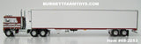 Item #69-2253 Jim Skrinar Enterprises Burgundy White Kenworth K100 COE Flattop Sleeper with White Burgundy Silver Trim Tandem Axle Utility 53-foot Thermo King Refrigerated Trailer - Red's Favorites - 1/64 Scale – DCP by First Gear