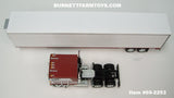 Item #69-2253 Jim Skrinar Enterprises Burgundy White Kenworth K100 COE Flattop Sleeper with White Burgundy Silver Trim Tandem Axle Utility 53-foot Thermo King Refrigerated Trailer - Red's Favorites - 1/64 Scale – DCP by First Gear