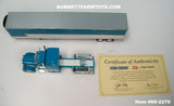 Item #69-2270 Tway Rose Transport Turquoise White Gray Stripe Black Outline Peterbilt 379 63-inch Mid Roof Sleeper with matching Tandem Axle Utility Thermo King Refrigerated Trailer - 1/64 Scale – DCP by First Gear - Big Rigs Series II #5