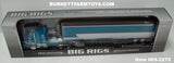 Item #69-2270 Tway Rose Transport Turquoise White Gray Stripe Black Outline Peterbilt 379 63-inch Mid Roof Sleeper with matching Tandem Axle Utility Thermo King Refrigerated Trailer - 1/64 Scale – DCP by First Gear - Big Rigs Series II #5