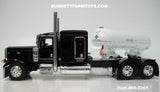 Item #69-2301 Ag Dynasty Black Peterbilt 389 63-inch Flattop Sleeper with White Tandem Axle Mississippi LP Anhydrous Ammonia Tanker Trailer - 1/64 Scale – DCP by First Gear