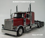 Item #71125 Legendary Red Black Tri-Axle Peterbilt 589 58-foot Flattop Sleeper - Hood Opens and Doors Open - 1/64 Scale – Diecast Masters