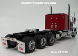 Item #71125 Legendary Red Black Tri-Axle Peterbilt 589 58-foot Flattop Sleeper - Hood Opens and Doors Open - 1/64 Scale – Diecast Masters