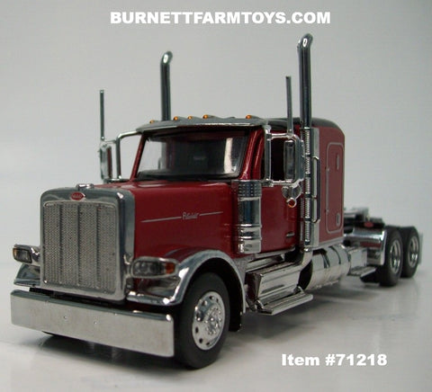 Item #71218 Legendary Red Black Tandem Axle Peterbilt 589 58-inch Flattop Sleeper - Hood Opens and Doors Open - 1/64 Scale – Diecast Masters