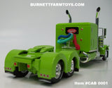 Item #CAB 0001 Lime Green Peterbilt 389 63-inch Flattop Sleeper - 1/64 Scale – DCP by First Gear