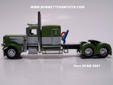 Item #CAB 0667 Olive Green Metallic White Black Outline Peterbilt 63-inch Flattop Sleeper - 1/64 Scale – DCP by First Gear