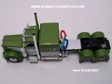 Item #CAB 0667 Olive Green Metallic White Black Outline Peterbilt 63-inch Flattop Sleeper - 1/64 Scale – DCP by First Gear